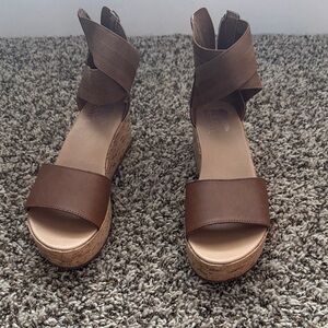 Sorel Brown Wedge Sandals